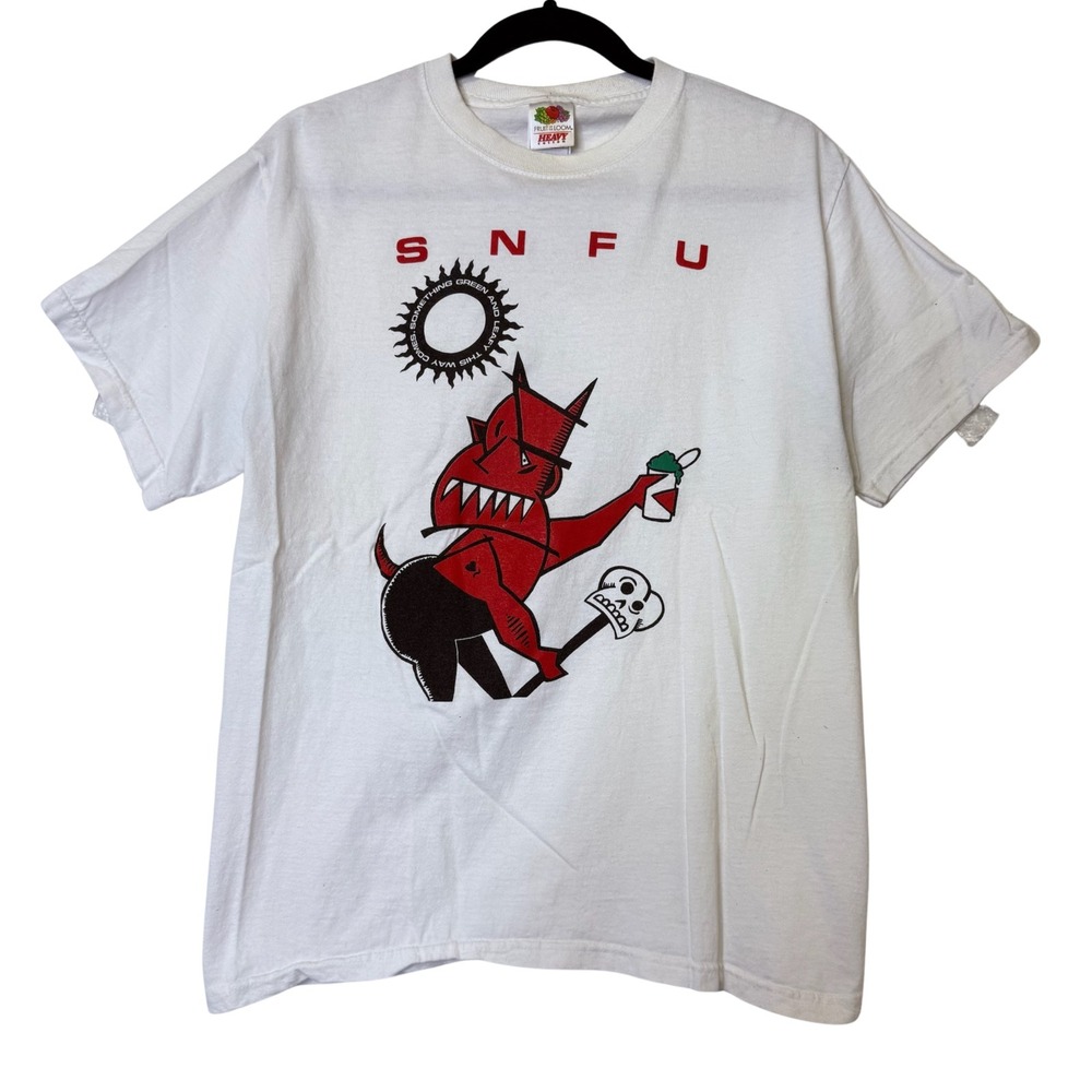 Vintage SNFU Concert Tee Something Green and Leafy Punk T Shirt White Mens M